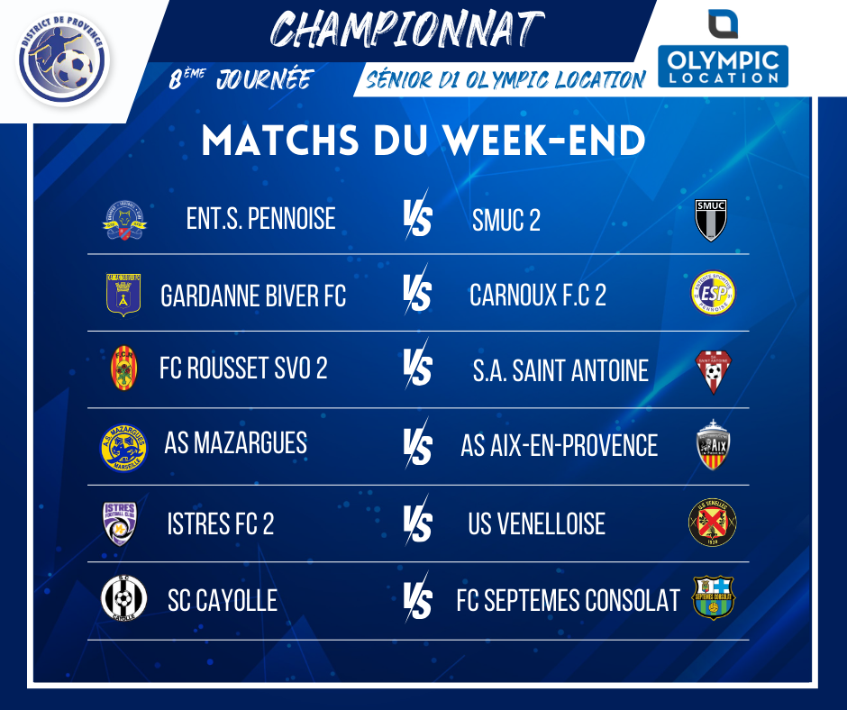 Séniors D1 Olympic Location – DISTRICT DE PROVENCE DE FOOTBALL
